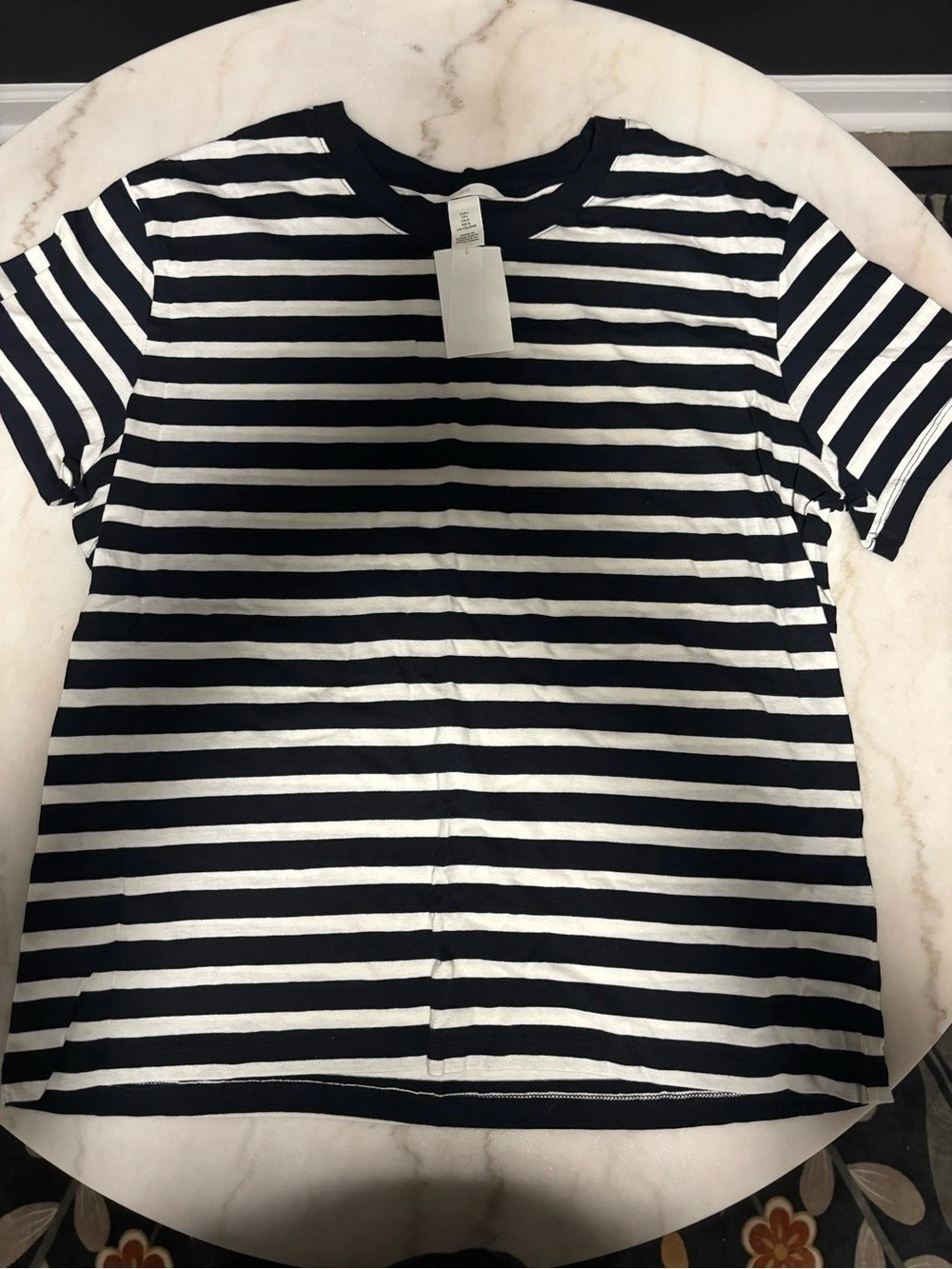 H&Medium Striped Cotton Tee in Blue & White Size Medium